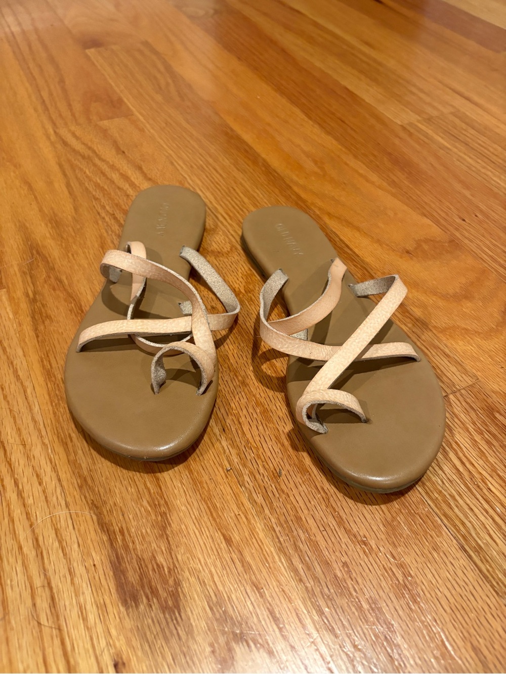 Old Navy Tan Strappy Slide Sandals